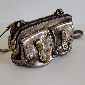 *Oryany Cracked Metallic Gold Leather Crossbody Bag
